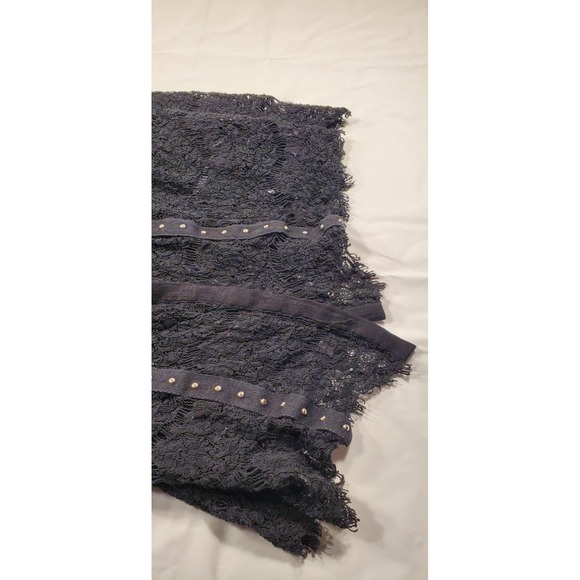 Rebellion Girls BLACK STUDDED LACE FAUX SUEDE CARDIGAN DUSTER Size Small‎ - Picture 4 of 8